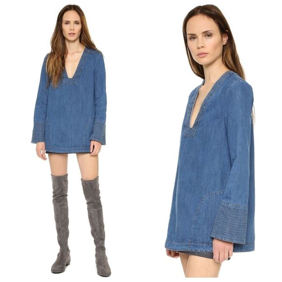 Free People|Dreaming of Denim Pullover Tunic Top, XS - Picture 1 of 8